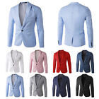 Mens One Button Blazer Slim Fit Formal Business Suit Jacket Casual Tops Coat New