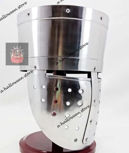 Hecho a mano Medieval Cruzado Templario Caballero Cara Armadura Barbuta Casco Halloween - Imagen 1 de 5