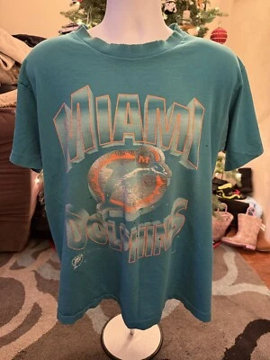 Camiseta De Colección con Logotipo del Equipo Miami Dolphins Para Hombre Grande Años 90 Manga Corta Foto 1 de 4