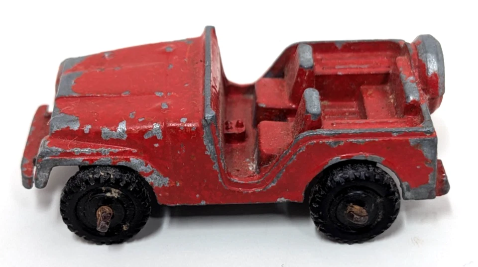 Vintage 1960s Midgetoy Red Diecast Mini 1 3/4" Jeep Toy Rockford Illinois USA - Image 1 of 4