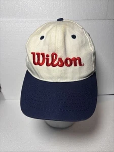 Vintage 70s 80s Wilson Snapback Hat White Navy Red USA Tennis Baseball Cap Rare - Picture 1 of 5