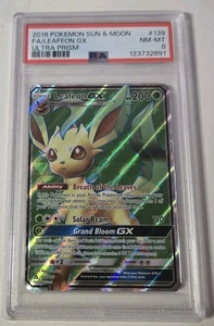 2018 POKEMON SUN & MOON ULTRA PRISM #139 FULL ART/LEAFEON GX PSA 8 - Picture 1 of 2