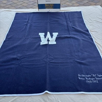Manta De Colección Pendleton Lana Estadio Western Washington University Azul Marino Blanco ST Foto 1 de 4