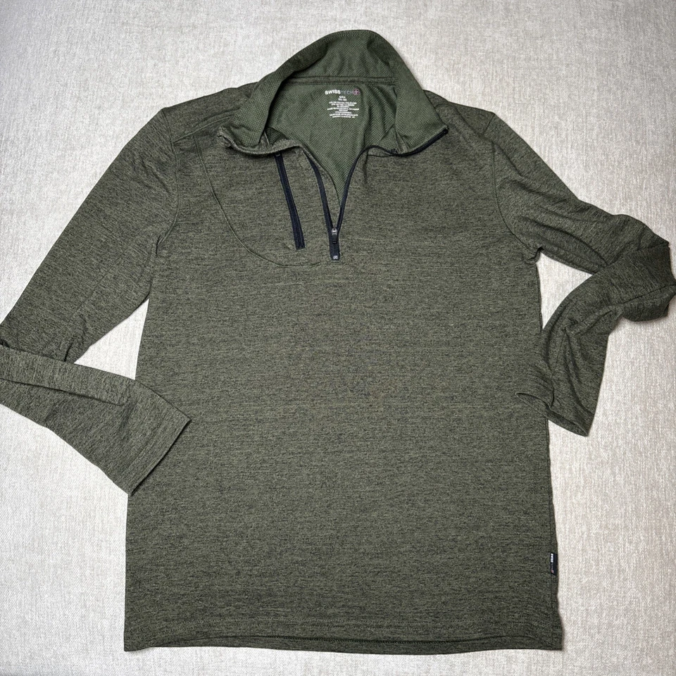 SwissTech Suéter Para Hombres Pequeño Verde Pullover Sudadera Cuarto Cremallera Foto 1 de 4