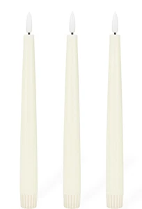 Flammenlose LED Spitzkerzen 9,6 Zoll Wachs 3er Pack ohne Fernbedienung flackernd Elfenbein Batterie  - Bild 1 von 4