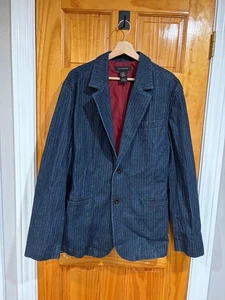Vintage Calvin Klein Jeans Denim Pinstripe Blazer Jacket XL | Dark Indigo | 90s - Picture 1 of 9