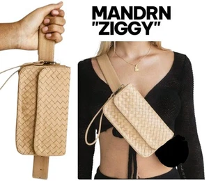MANDRN ZIGGY Handmade Woven Leather Fanny Waist Pack Belt Bag Clutch MSRP $189 - Picture 1 of 16