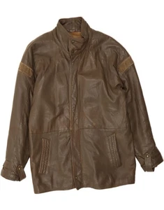 VINTAGE Mens Leather Jacket IT 46 Small Brown Leather CW01 - Picture 1 of 6