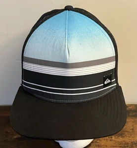 Cappello camionista Quiksilver Flat Bill nero a rete snapback OSFM - Foto 1 di 8