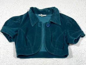 Cárdigan chaqueta de terciopelo recortado Charlotte Russe Y2K para mujer talla L verde azulado salir - Imagen 1 de 7