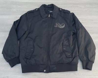 Chaqueta de satén de bombardero negra Rocawear de colección Y2K Patchwork Puffer para hombre talla XXL Hip hop Foto 1 de 4