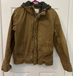 American Eagle Arbeitsjacke Herren Kapuze durchgehender Reißverschluss Fleece gefüttert hellbraun Gr. Small - Bild 1 von 10