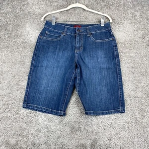 Merona Stretch Bermuda Denim Short Women's Size 4 Blue Mid Rise Dark Wash - Picture 1 of 8