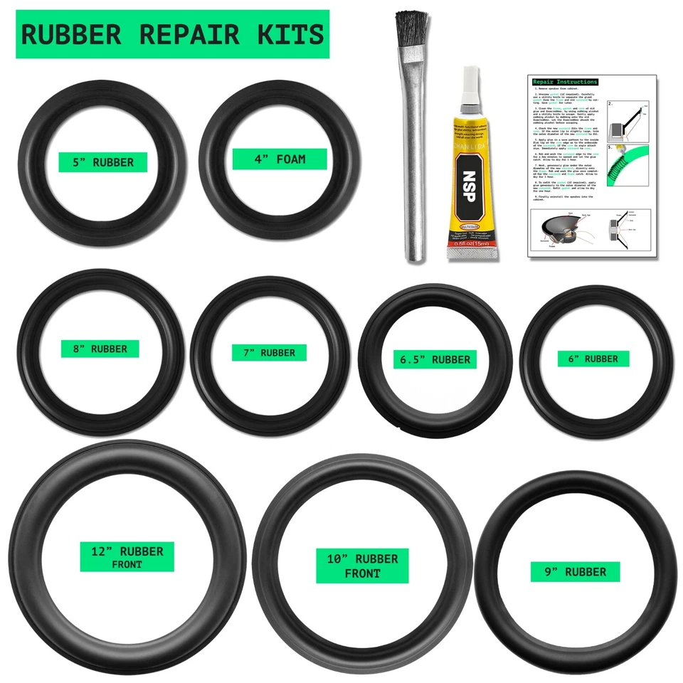 North Speaker Parts 5 6 8 9 10 12 Inch Rubber Speaker Surrounds Repair Kit Glue - image 1 of 1