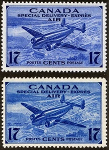 Canada Sc CE2 CE2var Drk Blu & Ultra 17¢ 1943 Special Delivery NH LH OG ShadeSet - Picture 1 of 1