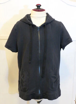 Jaqueta Tribal Feminina G Preta Moletom com Capuz Manga Curta Bolsos Zíper Completo - Imagem 1 de 4