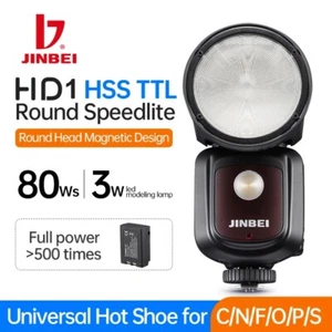 JINBEI HD-1 TTL HSS Speedlite Round Head Camera Flash Light for Canon Nikon Sony - Picture 1 of 6
