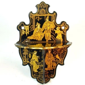 Small Chinese Black Enameled Wall Shelf - Picture 1 of 7
