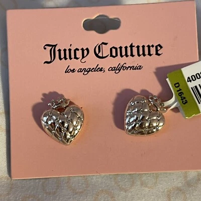Aretes Juicy Couture tono dorado corazón piña y corona con estrás nuevos con etiquetas Foto 1 de 3