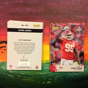 #232 Chris Jones CHIEFS Super Bowl Logo AFC CHAMPIONS 2019 Panini instant - Picture 1 of 1