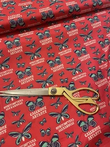 Butterflies on Red printed Cotton - 100% Cotton FABRIC - Picture 1 of 3