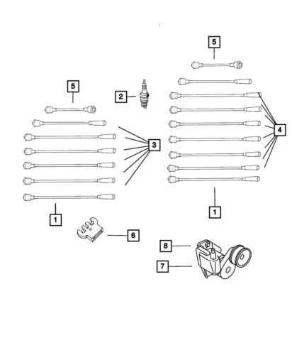 Paquete de cable de encendido delantero genuino Mopar 2001-2003 Dodge Ram 1500 4728037AE Foto 1 de 4