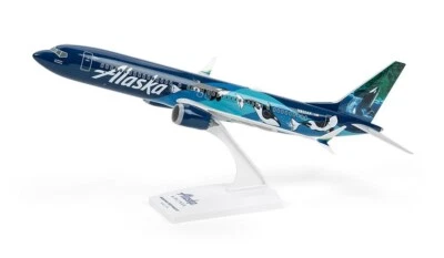Skymarks SKR1110 Alaska Airlines 737-Max 9 Desk Top Model 1/130 Model Airplane - Image 1 of 4