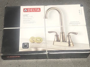 Delta Lorain Stainless Double Handle Bar and Prep Kitchen Faucet 28716LF-SS - Picture 1 of 2