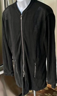 John Varvatos Longline Zip Pocket Linen Sweater-L Black - Image 1 of 4