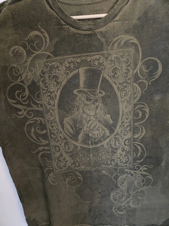 Camiseta Para Hombre De Colección Y2k Distressed Affliction 3XL Verde Militar Foto 1 de 4