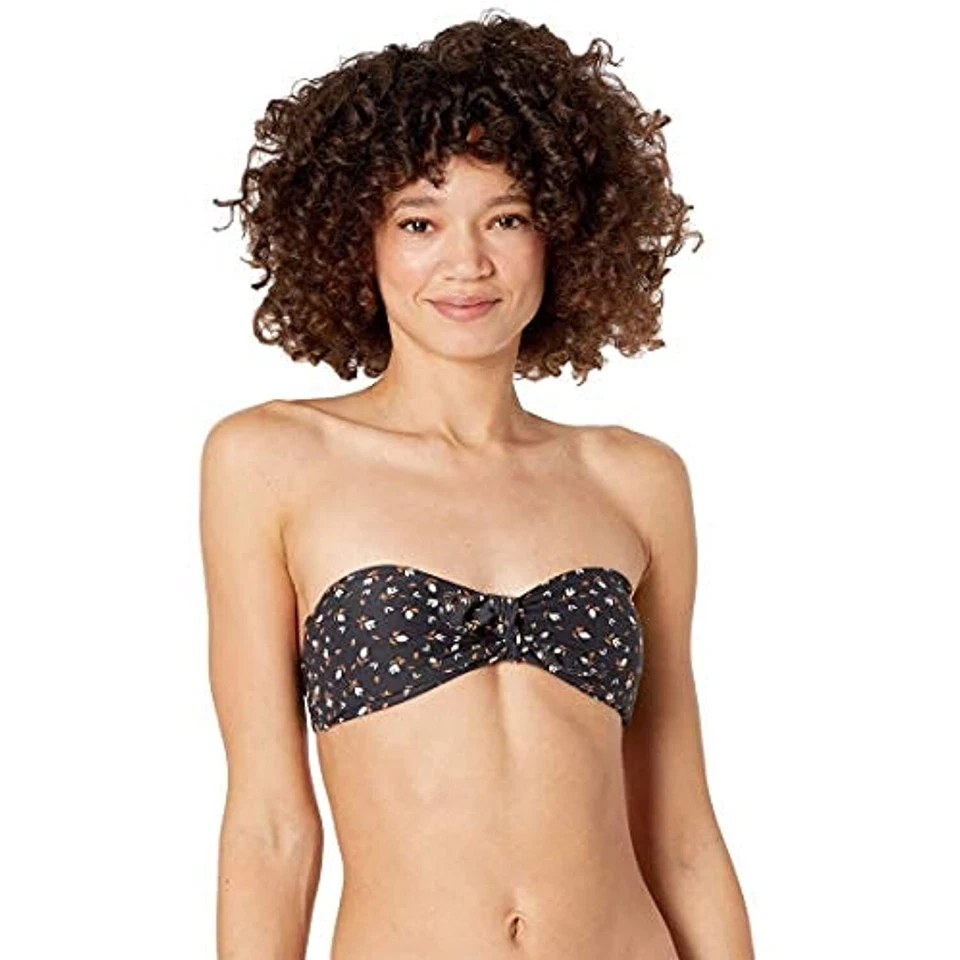Top de bikini Billabong 281700 Tropic Moon para mujer con corbata frontal, guijarro negro, S Foto 1 de 1