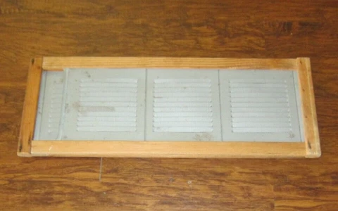 Vintage  Window Vent Screen Metal Wood Rustic Farmhouse Adjustable Cover