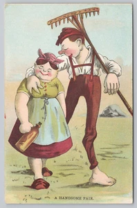 Postcard A Handsome Pair, Hillbilly Couple Comic Humor - Picture 1 of 2