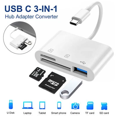 USB C to SD Card Reader Type C Hub Adapter 2TB for MacBook Camera Android Linux - Image 1 of 4