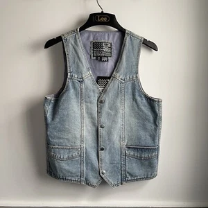 NEW Bikers Dream Apparel Denim Jean Jacket Vest Size 40 Medium NWT Motorcycle - Picture 1 of 3