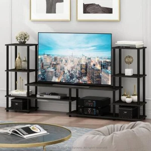 Furinno TV Stand 77.87" Fits TVs Up to 48" w/ Open Storage in French Oak Gray - Picture 1 of 7
