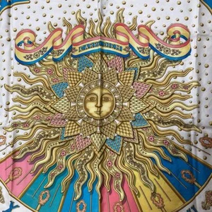 Hermes Carre 90 CARPE DIEM Scarf Shawl Silk Gold Multicolor Vintage Rare Auth - Picture 1 of 5