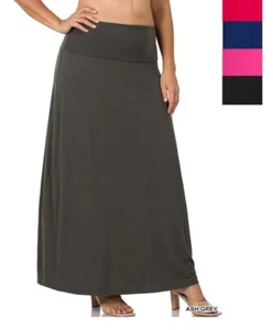 Women's Plus Size Folded Waist Maxi Skirt 1X 2X 3X - Picture 1 of 7