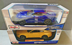 Maisto Special Edition 1:18 Lot-2 2015 Ford Mustang GT 1-Yellow  1-Dark Blue NEW