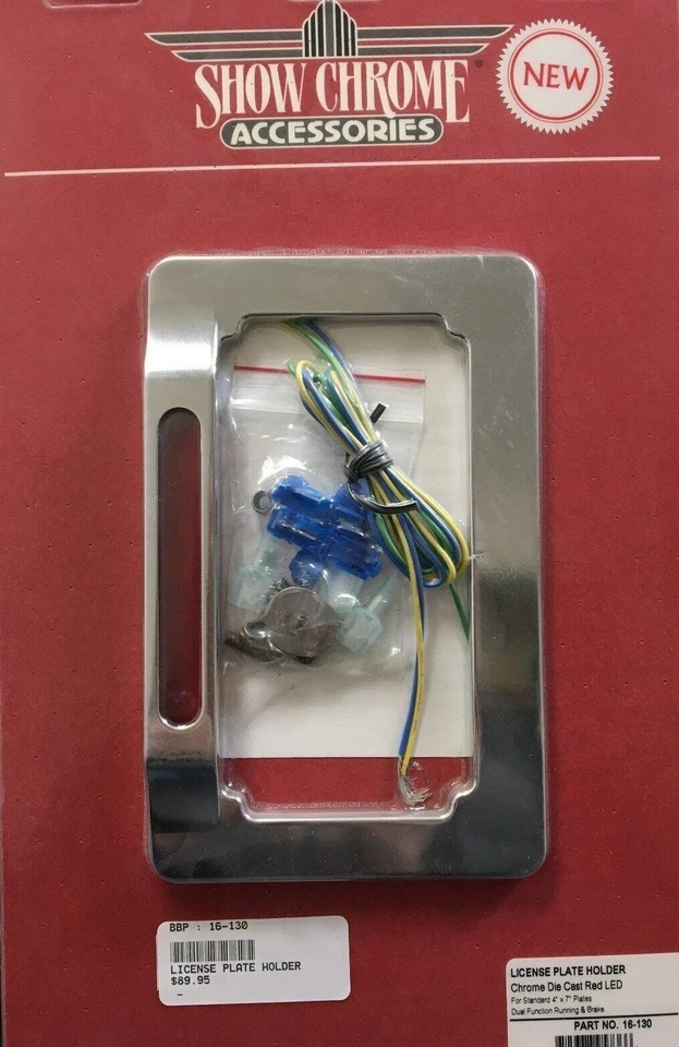 Chrome Die Cast License Plate Holder with Red LED - Show Chome - 16-130 - Image 1 of 1