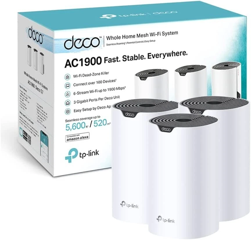 Tp-Link Deco S7 Whole-Home Mesh Wi-Fi System AC1900 (3 Pack) Dual Band 5,600 ft2 - Image 1 of 4