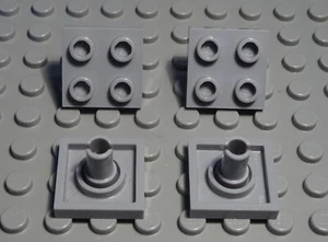 Lego Platte 2x2 mit Steck Pin new Grau 4 Stück - Picture 1 of 1