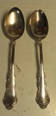 REED & BARTON Silverplate Tablespoon Dresden Rose Table Spoon 2 Pc Used Vintage - Изображение 1 из 4