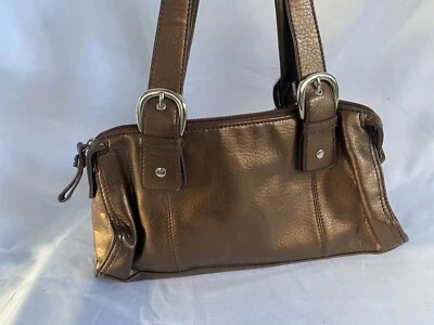 RARE Woman, Brown Metallic Reaction Vintage  Shoulder Purse Handbag Zipper - Image 1 of 4