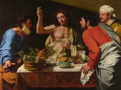 The Supper at Emmaus | Bartolomeo Cavarozzi | 1625 Renaissance Biblical Print - Image 1 of 4