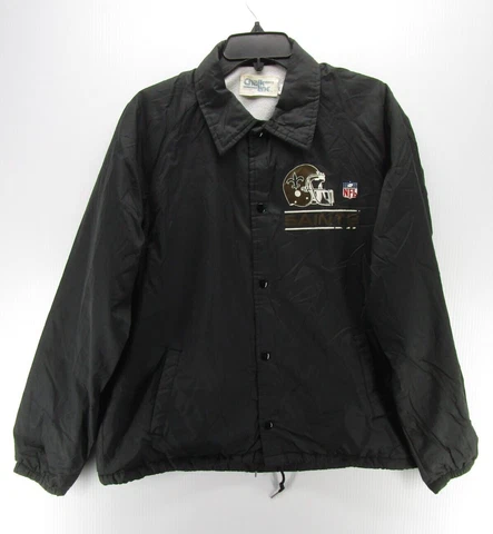 VINTAGE New Orleans Saints Jacket Men Large Black Chalk Line Satin NFL 80s 90s * Cover