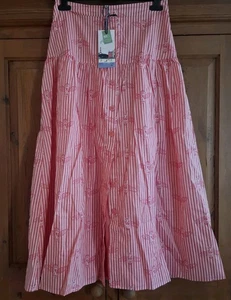 Joules Size 8 Long Coral Bee 100% Cotton Skirt. tag price £59.95 - Picture 1 of 12