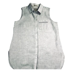 Chico’s 100% Linen Sleeveless Button Up No Iron Tunic Top Size 4 / 6 Small - Picture 1 of 16