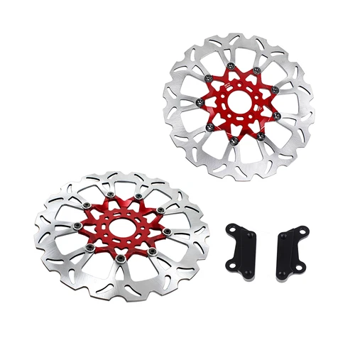 2PCS 14.0" Floating Red Big Front Brake Rotor for Harley 18+Low Rider ST Fat Bob Foto 1 de 4