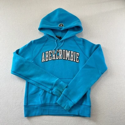 Abercrombie Kids Blue Hoodie Sweatshirt Spellout Logo Pullover Hooded Top Smll - Image 1 of 4
